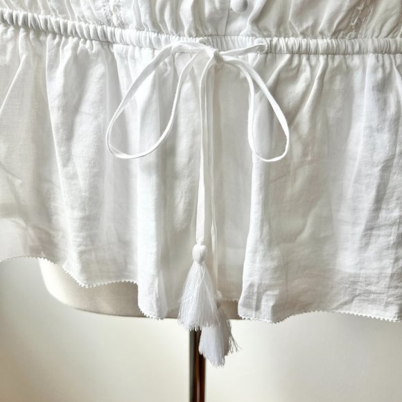 Point Sur white eyelet short sleeve peplum blouse with cap sleeves - Picture 7 of 9